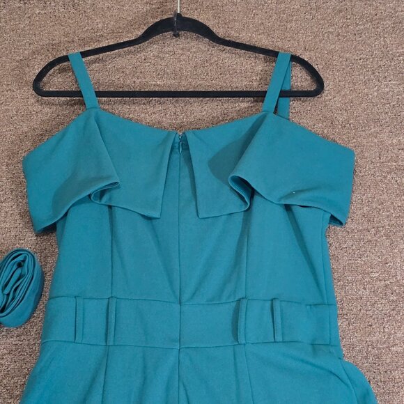 Shelby + Palmer Off The Shoulder Split Flare Leg Jumpsuit in sz Sz 16 Pre-owned - Picture 6 of 8